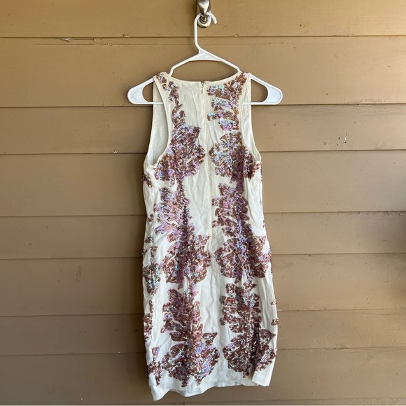 J. Crew Cream Linen/Cotton Dress with Iridescent Sequins. Size 2 - Picture 7 of 8